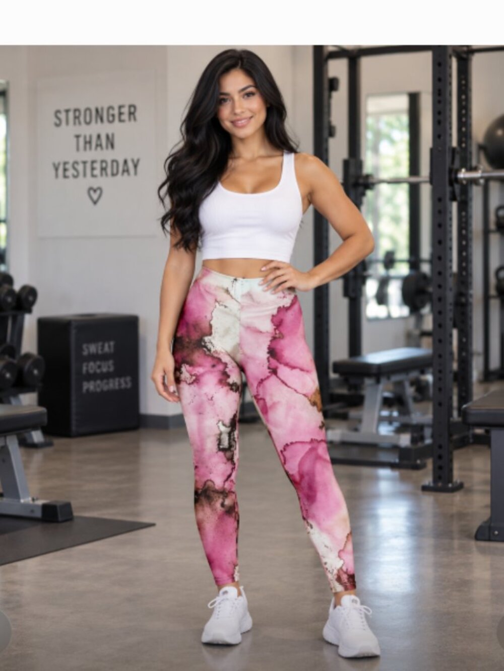 Fashioning Art Women’s XS Pink Abstract Watercolor High-Rise Leggings Artsy Yoga